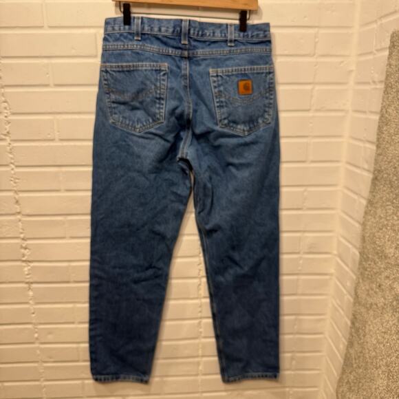 Carhartt Mens B17DST Relaxed Fit Heavyweight Tapered Jeans Blue 33x32 Workwear - Picture 5 of 15